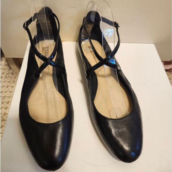 L.K. Bennett "Nessie" Criss Cross Black Leather Ballet Flats Sz.7.5/37.5 Ret$285 - Picture 2 of 8